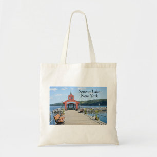 Tote Bag Boathouse rouge sur le lac Seneca