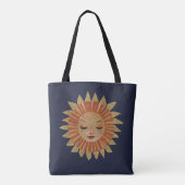 Tote Bag Bohême Boho Folk Art Moon Soleil Céleste Marine (Dos)