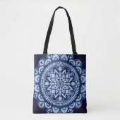 Tote Bag Bohemian Navy Blue Tie Dye Mandala (Devant)