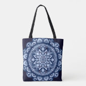Tote Bag Bohemian Navy Blue Tie Dye Mandala (Dos)
