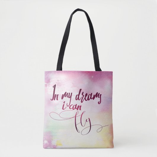 Tote Bag Boho a peint l'aquarelle dans mes rêves que je (Devant)