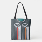 Tote Bag Boho abstract rainbow art in blue background (Dos)