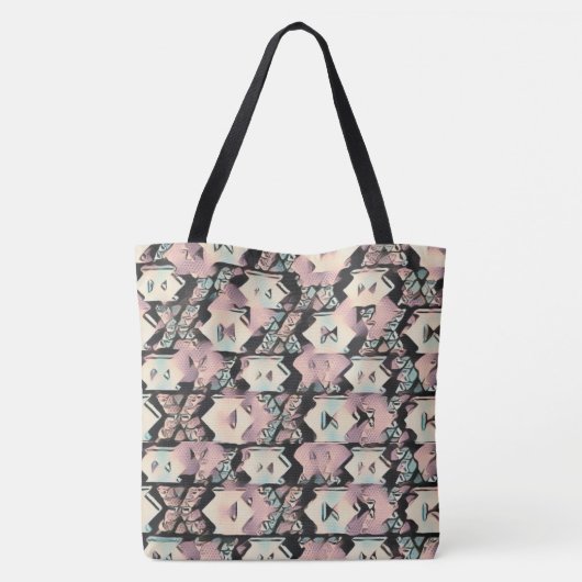 Tote Bag Boho Abstrait bleu, rose et noir (Dos)