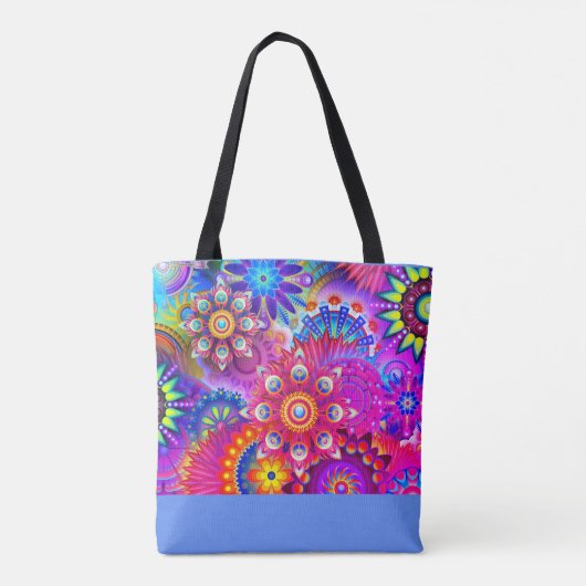 Tote Bag Boho Abstrait design de fleur fourre-tout (Dos)