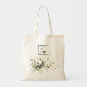 Tote Bag Boho Abstrait vert blanc floral (Devant)