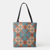 Tote Bag Boho Batik Cool Terre Bleu Motif Brown Monogramme (Dos)