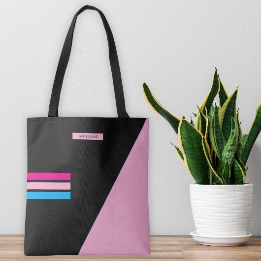 Tote Bag Boho Black Stripes Classy Trendy Girly