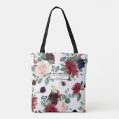 Tote Bag Boho Bloom | Burgundy Rouge et Bleue Marine Brides (Dos)