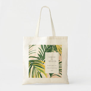 Tote Bag Boho Blush Green Tropical Palm Beach Mariage