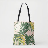 Tote Bag Boho Blush Green Tropical Palm Plage Feuille (Devant)