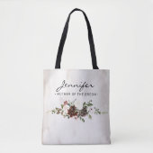Tote Bag Boho Bourgogne rose floral Script Mère de la chamb (Devant)