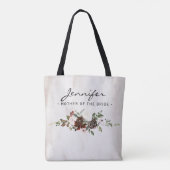 Tote Bag Boho Bourgogne rose floral Script Mère de mariée (Dos)