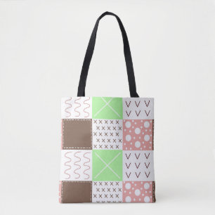 Tote Bag Boho Brown, Bourgogne, vert et mauve Whimsical