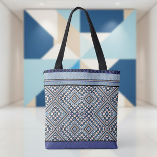 Tote Bag Boho Brun, Noir, Bleu Inspiré Tribal
