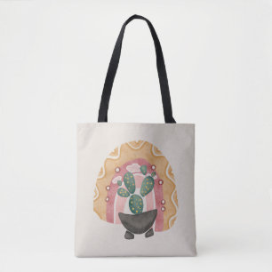 Tote Bag Boho Cactus Arc-en-ciel : Vibrations du désert