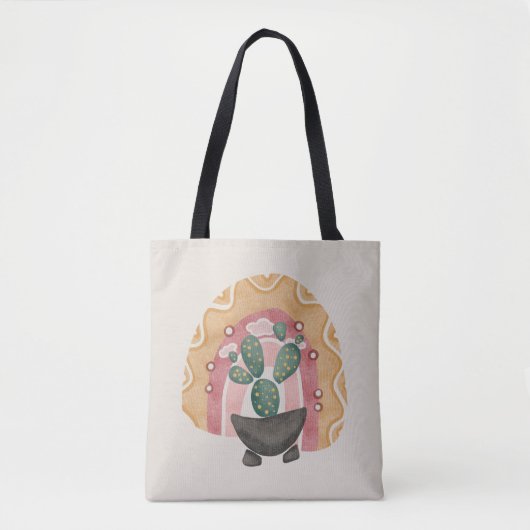 Tote Bag Boho Cactus Arc-en-ciel : Vibrations du désert (Devant)