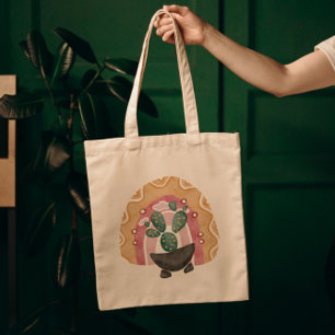 Tote Bag Boho Cactus Arc-en-ciel : Vibrations du désert