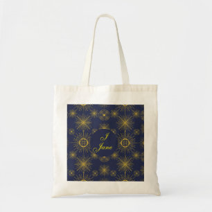 Tote Bag Boho Celestial Sun Stars Bleu