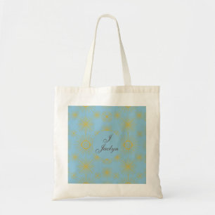 Tote Bag Boho Celestial Sun Stars Personnalisé Sky Blue