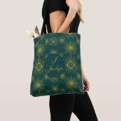 Tote Bag Boho Celestial Sun Stars Personnalisé Turquoise (De près)