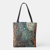 Tote Bag Boho chat ciel étoilé forêt de bois (Dos)