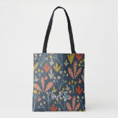 Tote Bag Boho Chic Floral Folial Motif Monogramme (Devant)