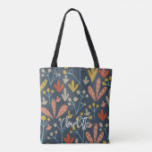 Tote Bag Boho Chic Floral Folial Motif Monogramme (Dos)