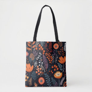 Tote Bag Boho Chic Floral Motif Automne