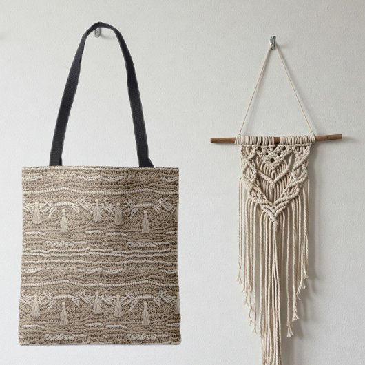 Tote Bag Boho Chic Macrame Style Handbag – Earth Tones