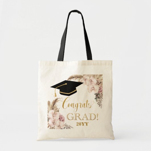 Tote Bag Boho Chic Orchid Floral Pampas Graduation Grass (Devant)