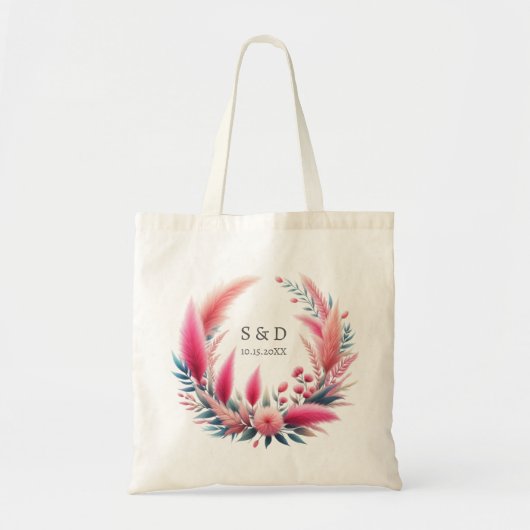 Tote Bag Boho Chic Pampas Mariage (Devant)