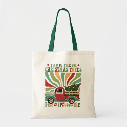 Tote Bag Boho Christmas Farm Arbres frais Camion (Devant)