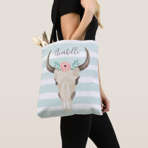 Tote Bag Boho Cow Skull
