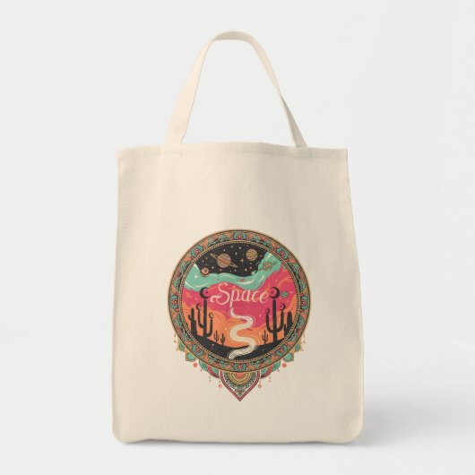 Tote Bag Boho Désert Cosmique Rétro (Devant)