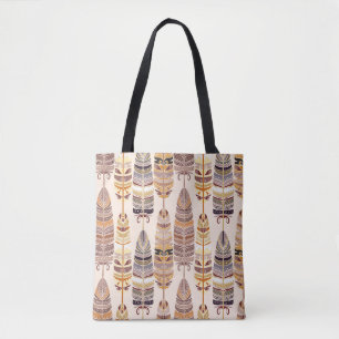 Tote Bag Boho Feathes : Motif Tribal sans Seamless