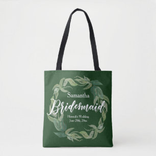 Tote Bag Boho, femme de chambre personnalisée verte et blan