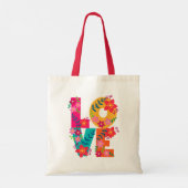 Tote Bag Boho Floral AMOUR – Typographie Explosion de Coule (Dos)