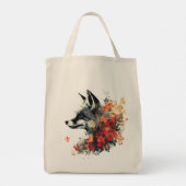 Tote Bag Boho Floral Fox Faune Nature (Dos)