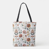Tote Bag Boho Floral Geometry – Earthy Wildflower Pattern (Dos)