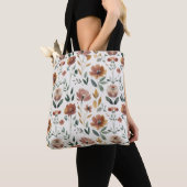 Tote Bag Boho Floral Geometry – Earthy Wildflower Pattern (De près)