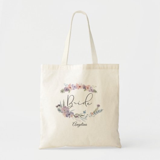 Tote Bag Boho Floral Mariée personnalisée (Devant)
