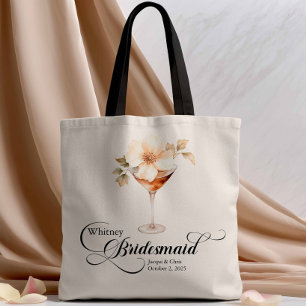 Tote Bag Boho Floral Martini Bridesmaid Bachelorette