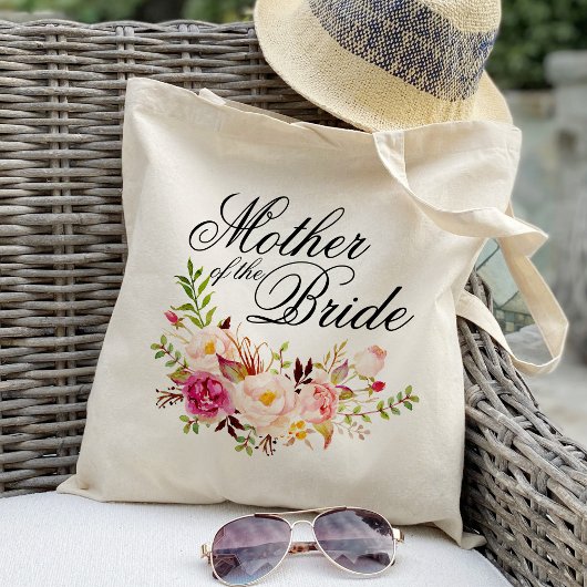 Tote Bag Boho Floral Mère de la mariée personnalisable