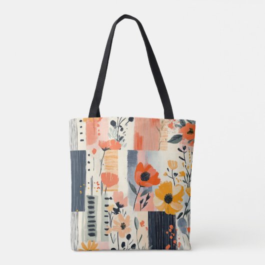 Tote Bag Boho Floral Patchwork Motif (Dos)