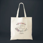 Tote Bag Boho Floral Personnalisé Matron d'honneur<br><div class="desc">Reconnaissez votre femme d'honneur avec ce sac fourre-tout personnalisé avec des fleurs sauvages d'aquarelle douce, belle et pastel dans les tons lilas, violet, pêche, rougit, bleu poussiéreux et vert et personnalisée avec son nom. Contactez le concepteur si vous souhaitez modifier ce design ou sur un autre produit pour compléter votre...</div>