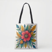 Tote Bag Boho Flower Clipart (Devant)