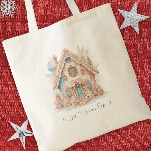 Tote Bag Boho Gingerbread Nom de la maison Joyeux Noël