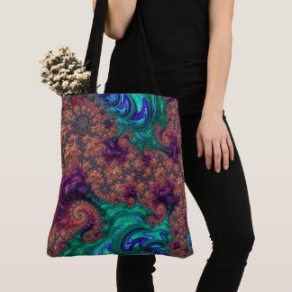 Tote Bag Boho Groovy Coloré Ton Bijou Abstrait Fractal