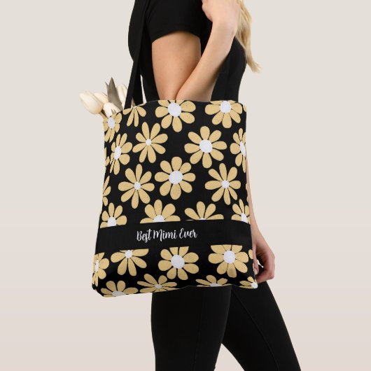 Tote Bag Boho Jaune Daisy Meilleur Mimi Jamais (De près)