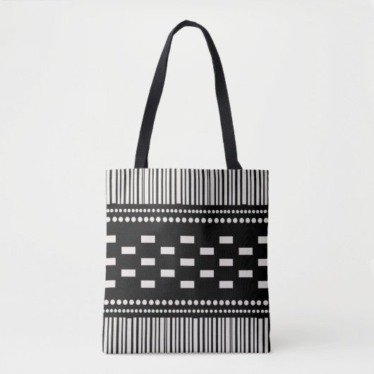 Tote Bag Boho Lignes Scandinaves Points Noir Blanc (Devant)